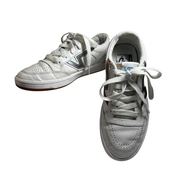 Vans Womens 6.5 Mens 5 White Leather Sneakers With Multicolor Accents Lace-Up - Picture 2 of 14